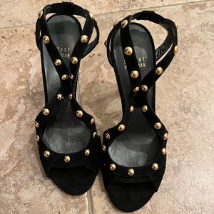 black and gold stuart weitzman heels